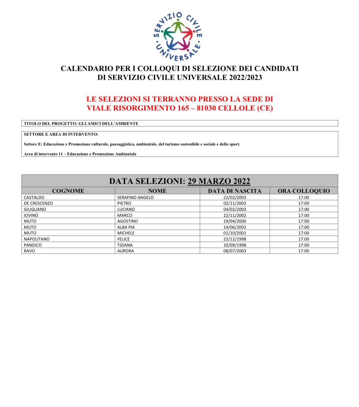 AVVISO SELEZIONE VOLONTARI SERVIZIO CIVILE AVVISO SELEZIONE VOLONTARI SERVIZIO CIVILE