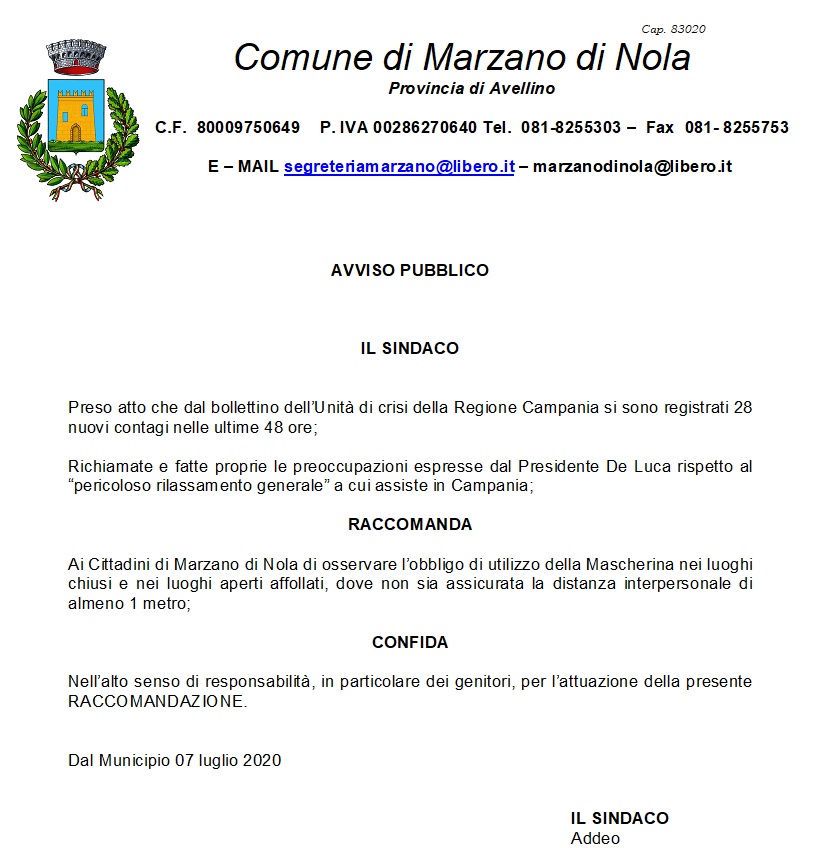 raccomandazioni covid