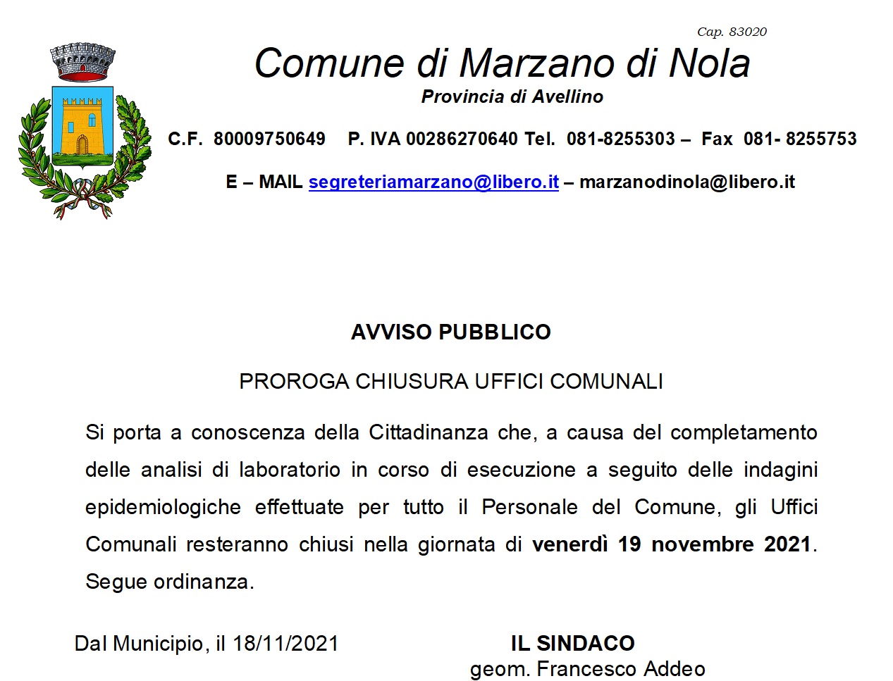 AVISO PUBBLIOC